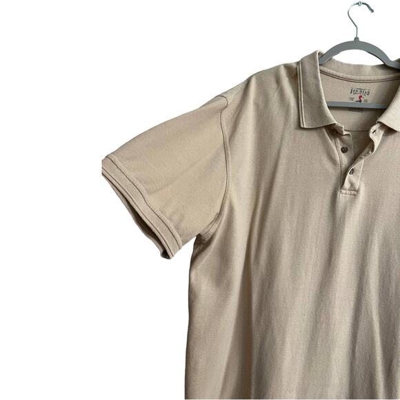 redhead brand co. men short sleeve polo shirt 3/4 button cream tan sz xl - Picture 4 of 6